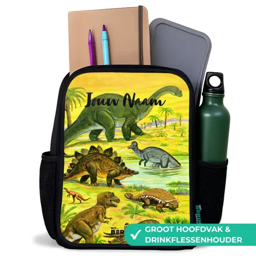 Dinosaurus in Dinosaurusland Rugzak - Zwart middel -inhoud_NL
