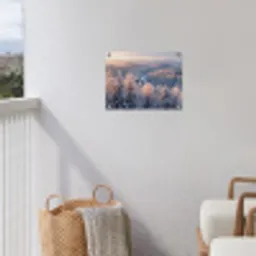 Bos - Bergen - Goud - Winter - Warm tuinposter los doek klein -sfeer8