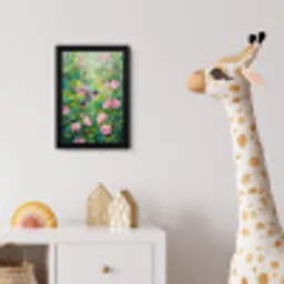 Kolibrie - Bloemen - Natuur - Kleurrijk fotolijst zwart zonder passe partout klein -usfeer4_kinderkamer