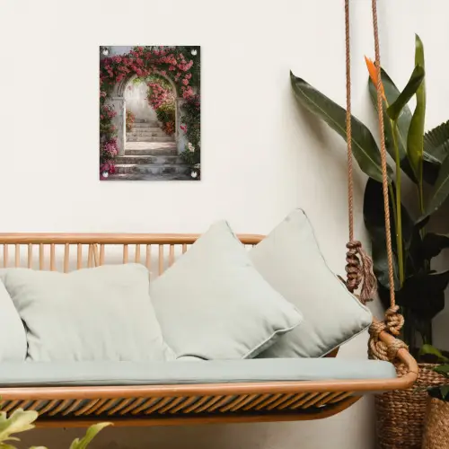 Doorkijk - Rozen - Vintage - Poort tuinposter los doek klein -sfeer7