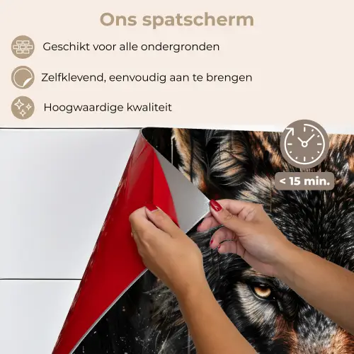 Dieren - Wolf - Portret - Zwart - Bruin keuken achterwand spatscherm klein -spatscherm_NL