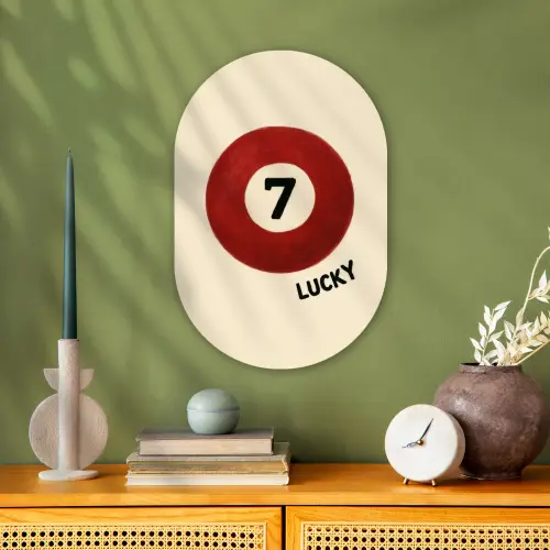 Cirkel - Zeven - Lucky - Rood Wandcirkel Ovaal Forex klein -sfeer2