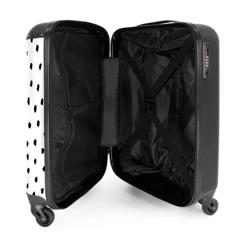 Zwarte stipjes op een witte achtergrond NBS - Handbagage koffer - Kinderen Unisex middel -binnenkant
