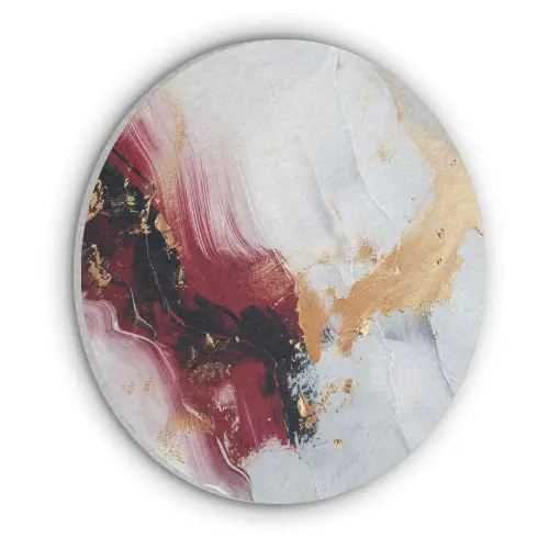 Rood - Abstract - Goud - Modern Akoestische PET Vilt - Rond klein -3d