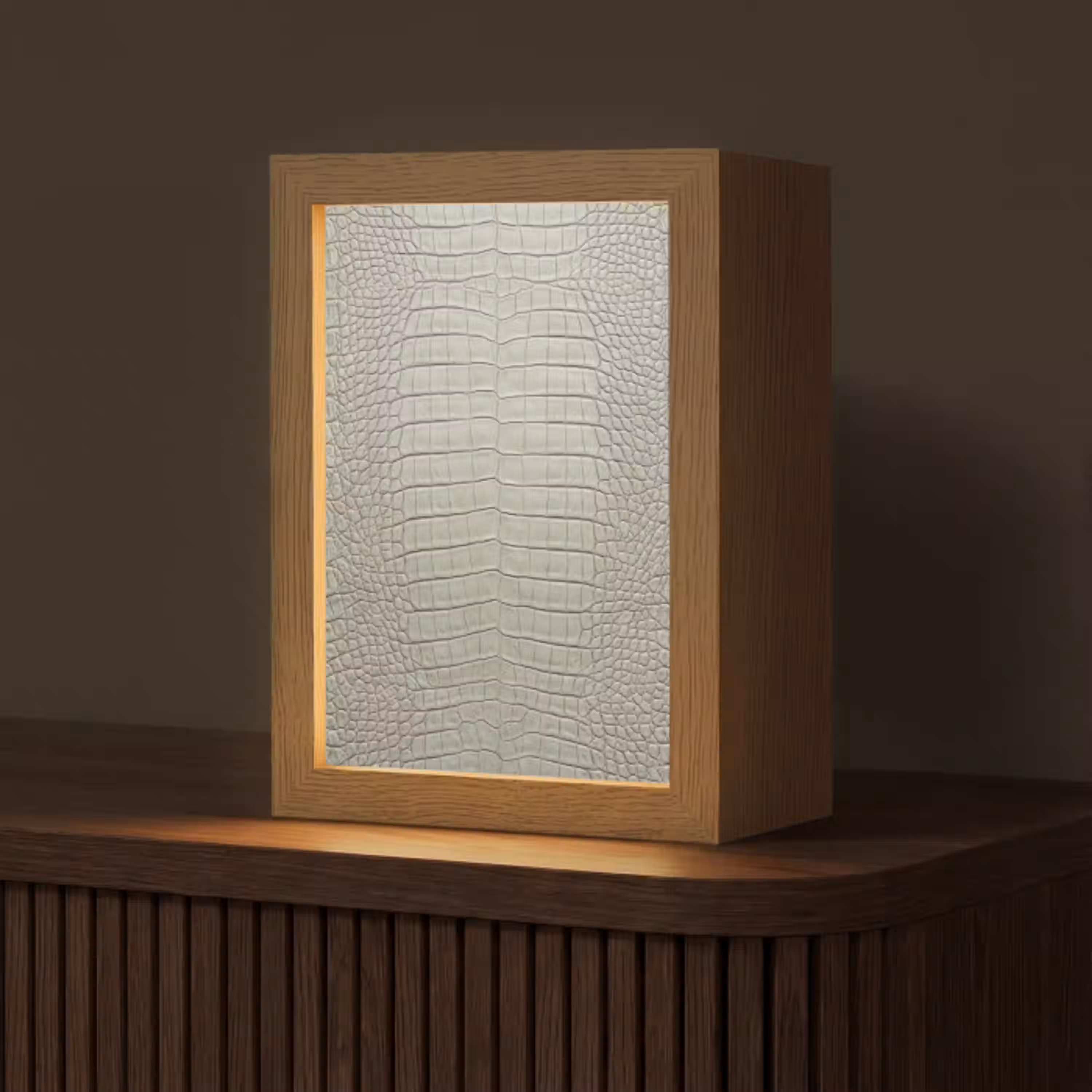 Krokodillenleer - Schubben - Groen Light Box met kabel (Tafellamp) klein -z3d_website