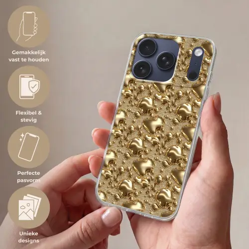 Druppels - Organisch - Goud Telefoonhoesje iPhone 17 Pro klein 878 -sfeer3_NL