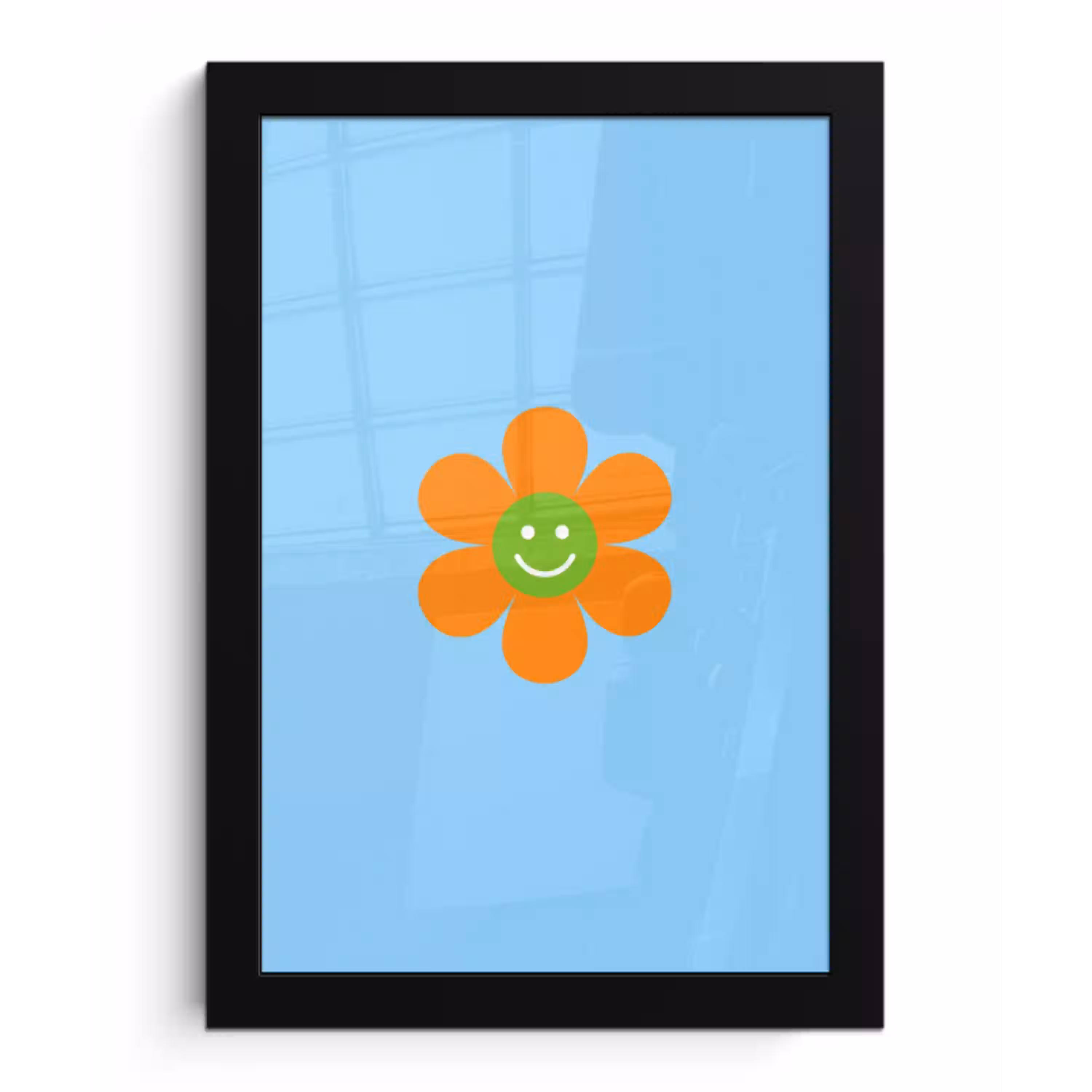 Bloem - Smiley - Kleurrijk fotolijst zwart zonder passe partout klein -3d