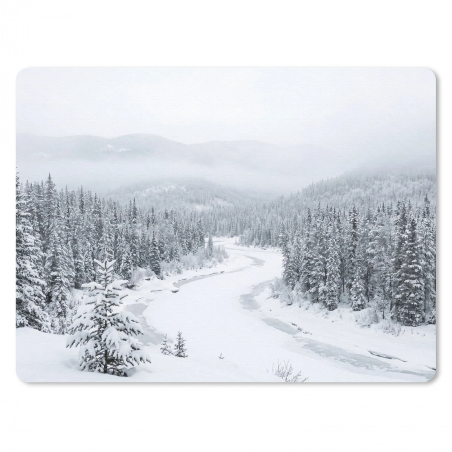 Rivier - Bevroren - Landschap - Winter muismat rubber klein -3d