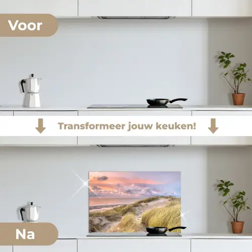 Strand - Zee - Duin - Zonsondergang keuken achterwand spatscherm klein -voor_na_NL