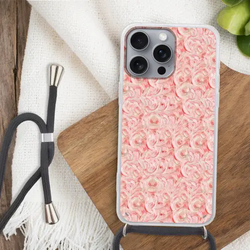 Vloeiend - Olieverf - Roze Hoesje iPhone 16 Pro Max met koord klein 804 -sfeer4