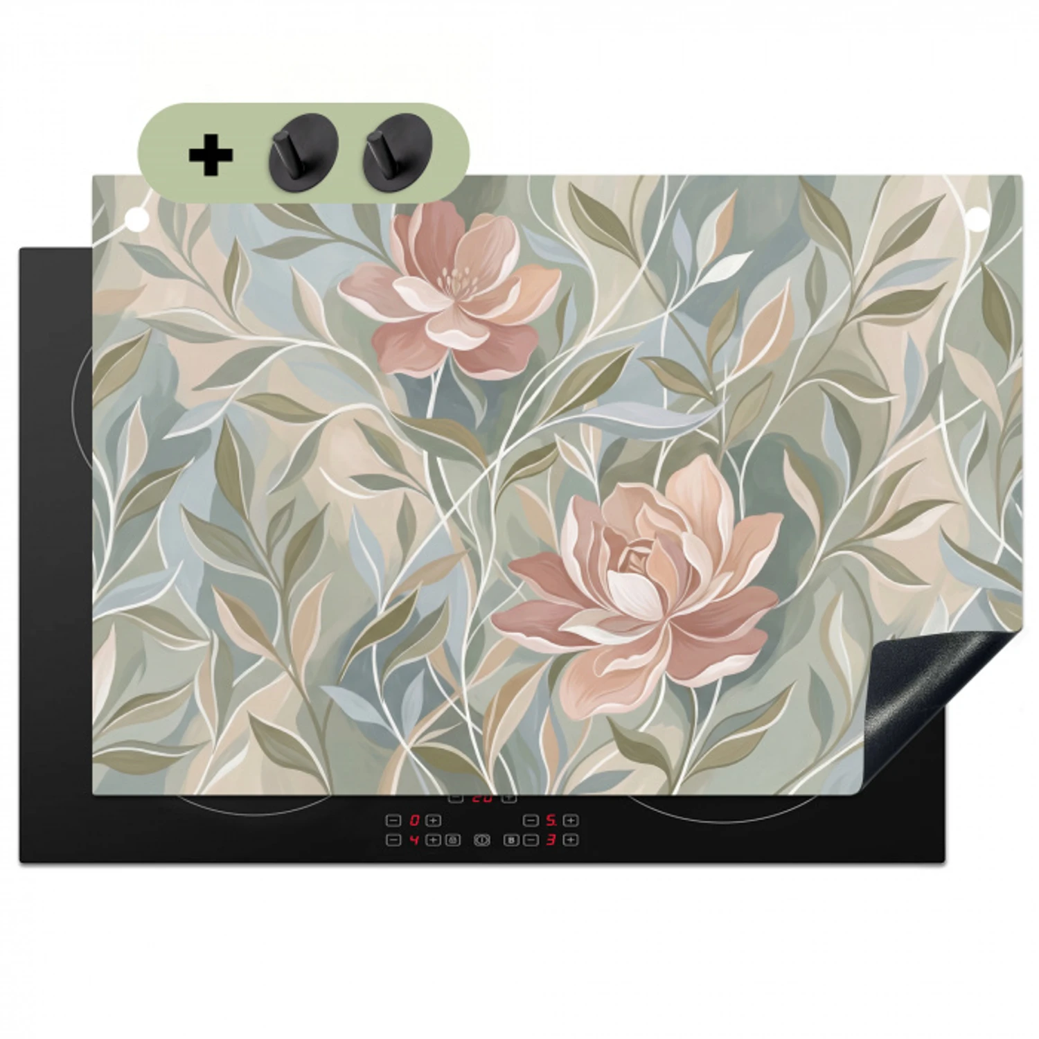 Elegant - Romantiek - Roze Inductie beschemer met haakjes klein -3d