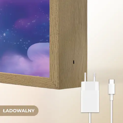 Monster - Ruimte - Sterren - Paars Light Box met batterij (Wandlamp kind) middel -USP_websiteoplaadbaarNL