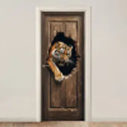 Tijger - Doorkijk - Deur - Hout - Dieren deurposter klein -3d_beige