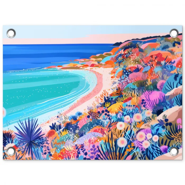 Bloemenweide - Zee - Zomers tuinposter los doek klein -3d