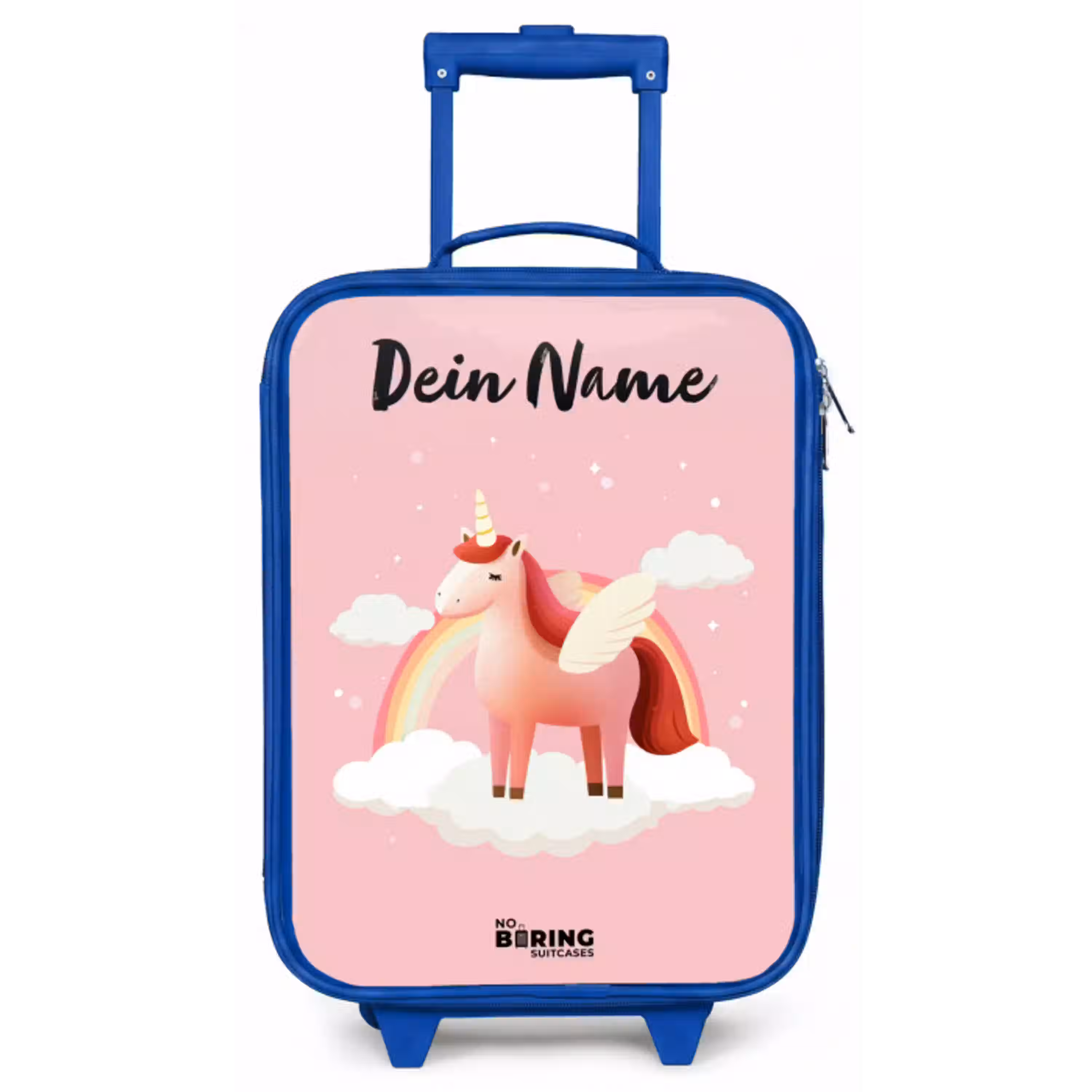 Eenhoorn - Vleugels - Roze - Regenboog Kinderkoffer - Blauw klein -zz3dotto