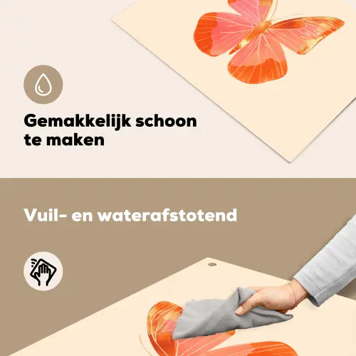 Vlinder - Minimalistisch - Roze Inductie beschemer met haakjes klein -ky-schoon-nl