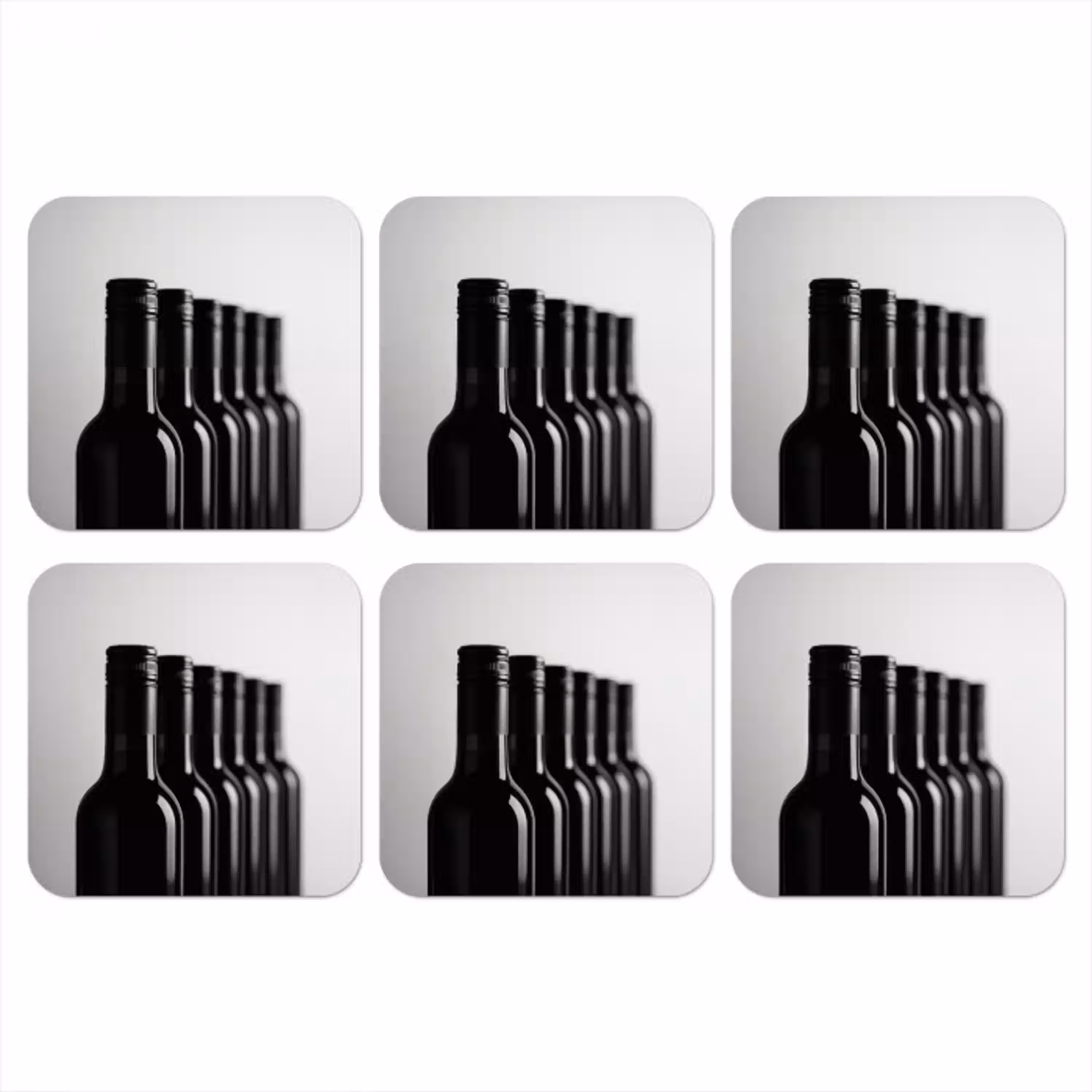 Wijnflessen - Zwart - Minimalistisch onderzetter kurk middel -3d