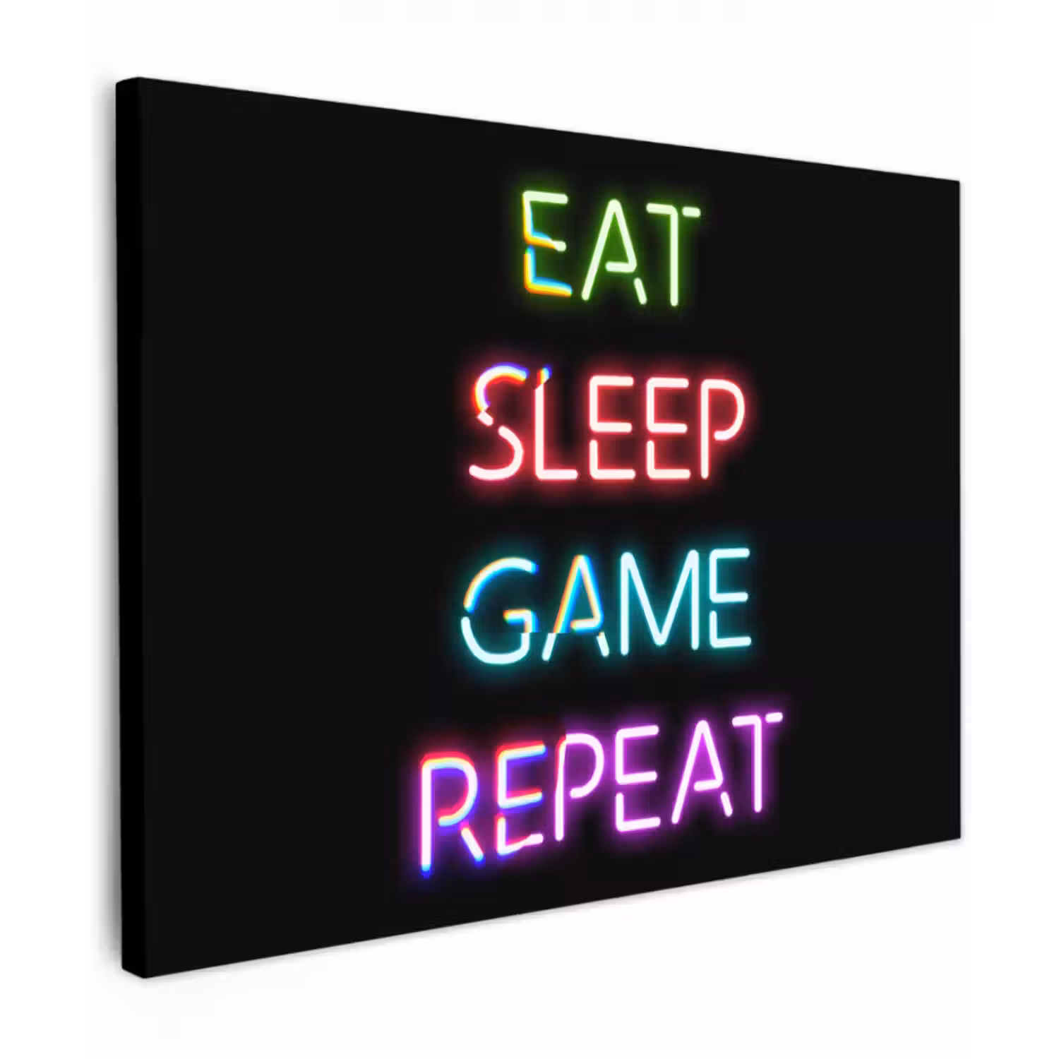 Canvas schilderij - Gaming - Led - Quote - Eat sleep game repeat - Gamen