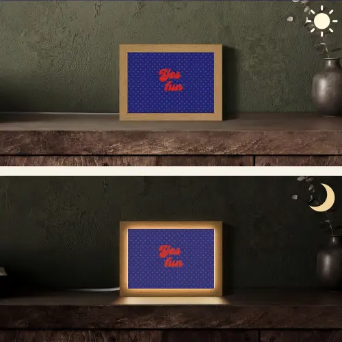 Yes fun - Rood - Blauw - Stippen Light Box met kabel (Tafellamp) klein -sfeer3