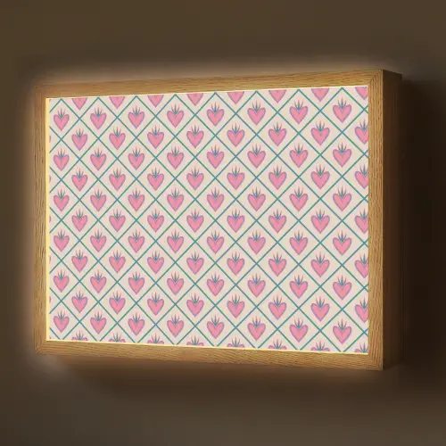 Retro - Ruit - Hartjes - Patroon Light Box met batterij (Wandlamp) middel 907 -z3d_website