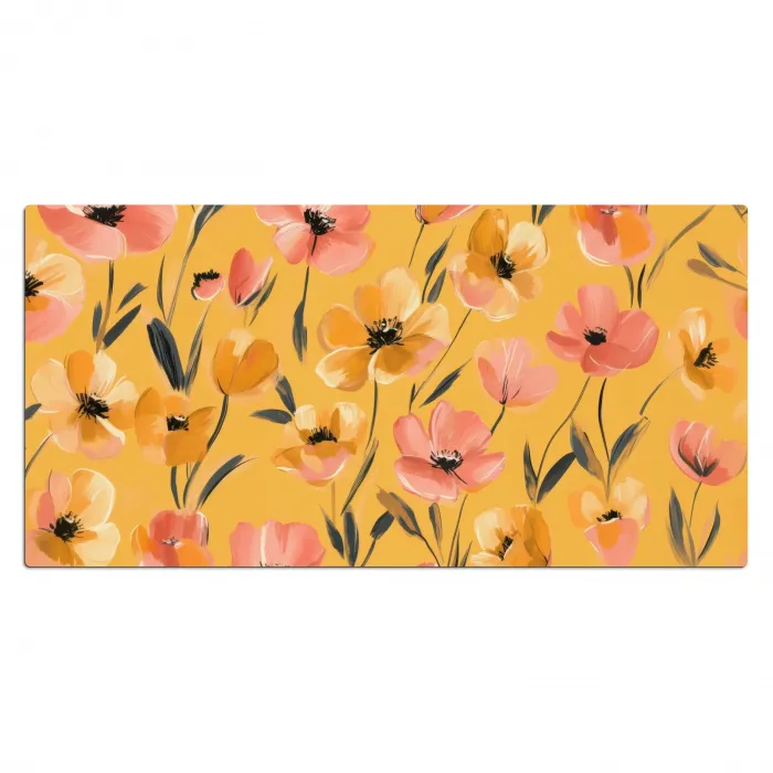 Bloemen - Geschilderd - Geel Muismat XXL klein -3d_leeg