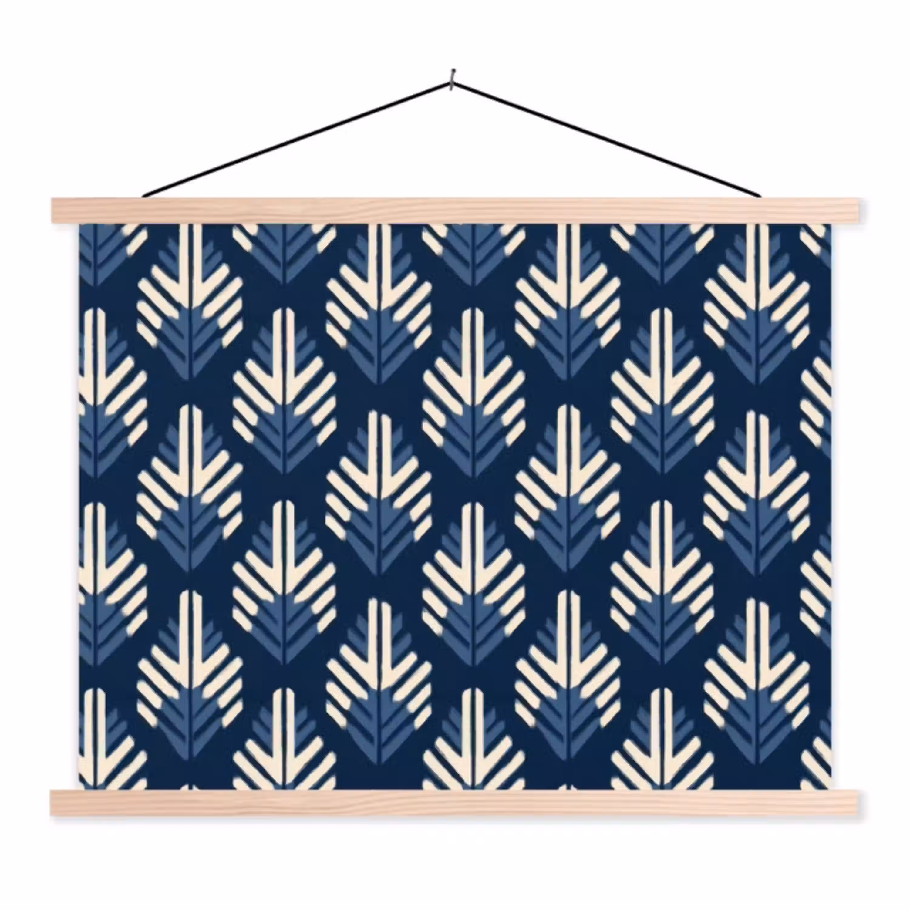 Modern - Patroon - Blauw textielposter latten blank klein 122 -3d