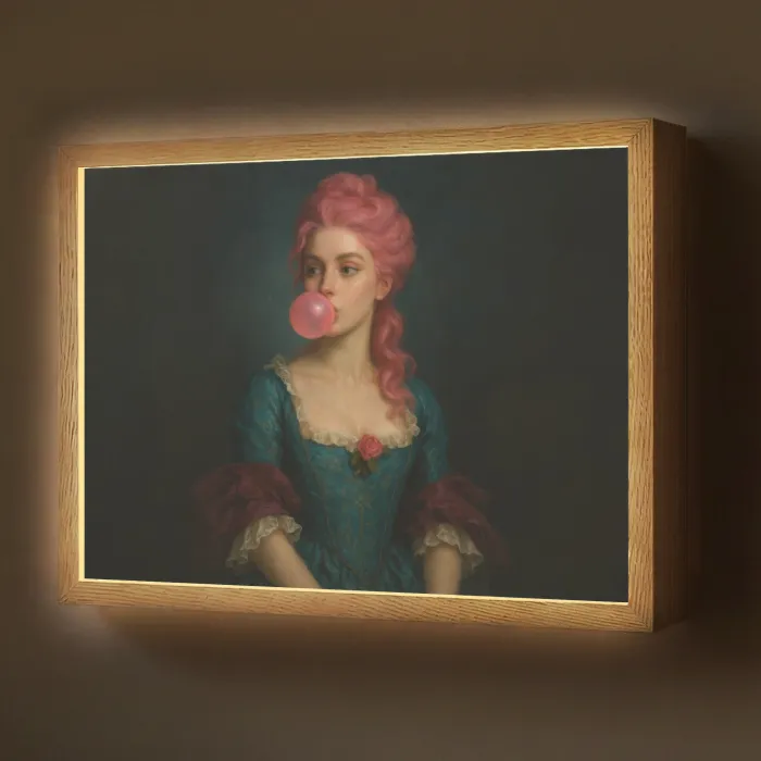 Vrouw - Portret - Kauwgombel Light Box met batterij (Wandlamp) middel -z3d_website