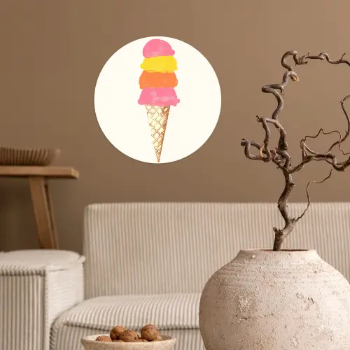 Schepijs - Hoorntje - Illustratie - Minimalistisch Wandcirkel behangsticker klein -sfeer1