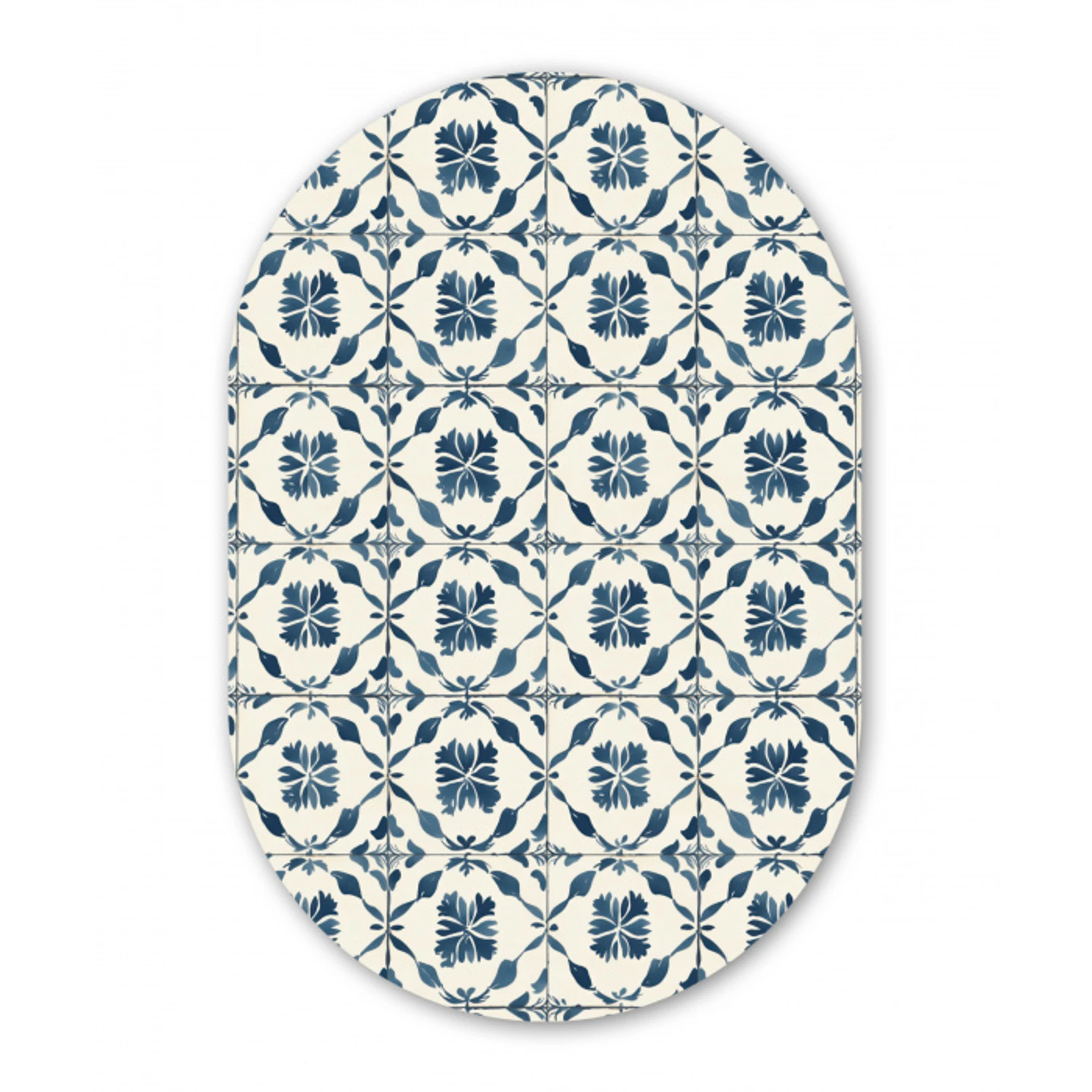 Grafisch - Tegel - Blauw Wandcirkel Ovaal Aluminium middel 839 -3d