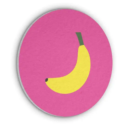 Banaan - Geel - Fruit Akoestische PET Vilt - Rond klein -3d
