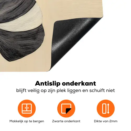 Zwart - Bladeren - Strepen - Minimalistisch Inductie beschermer vinyl 3mm klein -zzzzzzz-td-onderkant