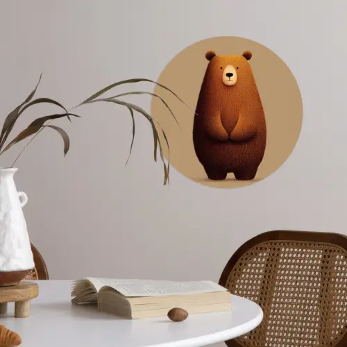 Beer - Minimalistisch - Bruin Wandcirkel behangsticker klein -sfeer3