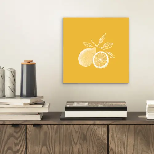Citroenen - Illustratie - Minimalistisch - Geel aluminium wit klein -sfeer1