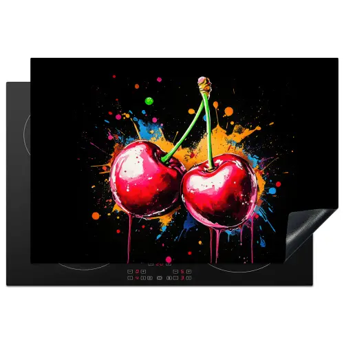 Kersen - Fruit - Graffiti - Verf - Abstract - Modern - Kleurrijk Inductie beschermer vinyl 3mm klein -3d
