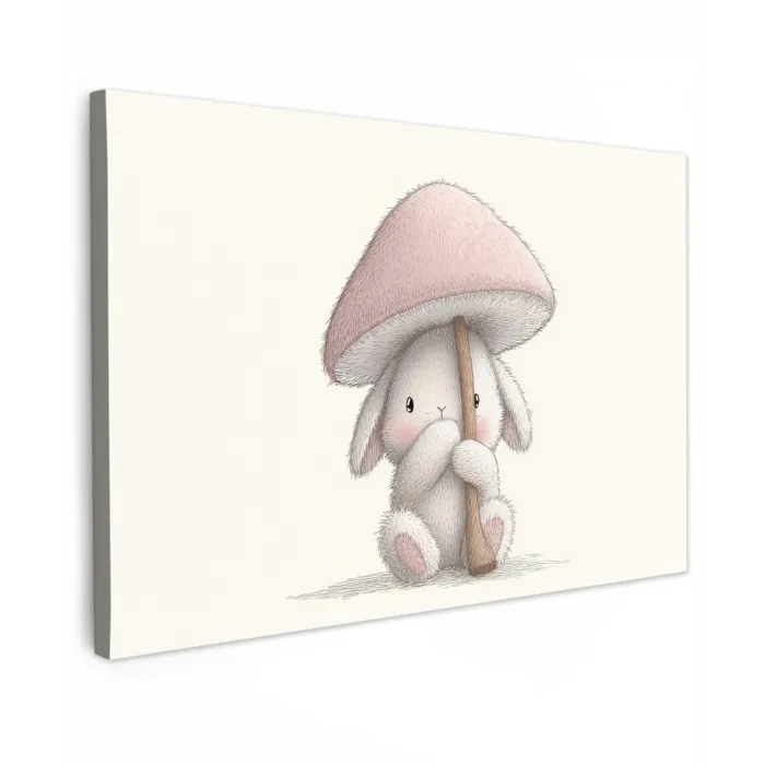Paddenstoel - Konijn - Roze canvas 2cm klein -z3d