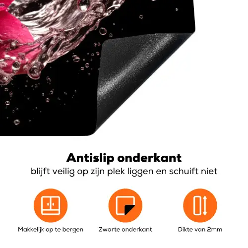 Bloemen - Roze - Water - Zwart - Botanisch - Natuur Inductie beschermer vinyl 3mm klein -zzzzzzz-td-onderkant
