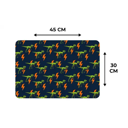 Bliksemschichten - Oranje - Dinosaurussen Placemat vinyl groot -specs