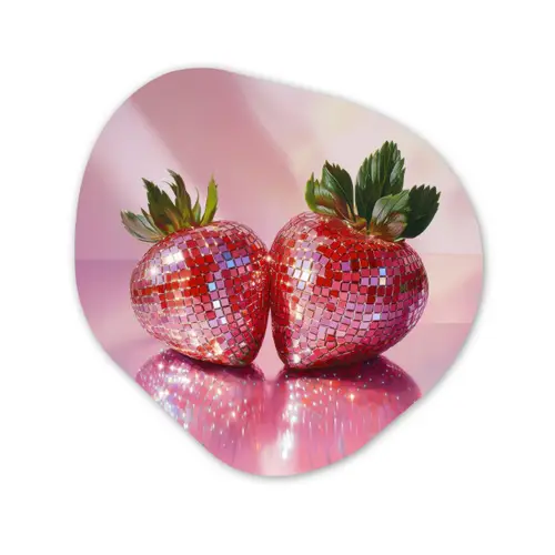 Disco - Fruit - Glitter - Strawberry Wandcirkel Organisch Aluminium middel -3d