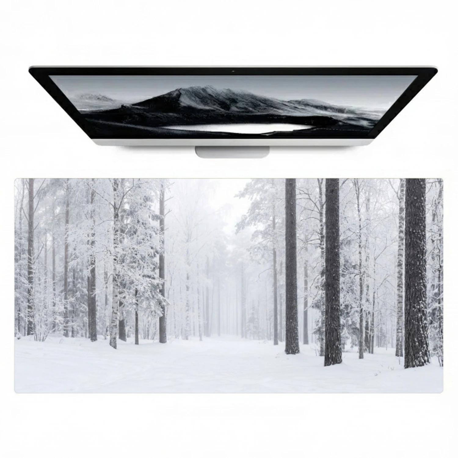 Bos - Sneeuw - Pad - Winter - Stilte Muismat XXL klein -zzz3d