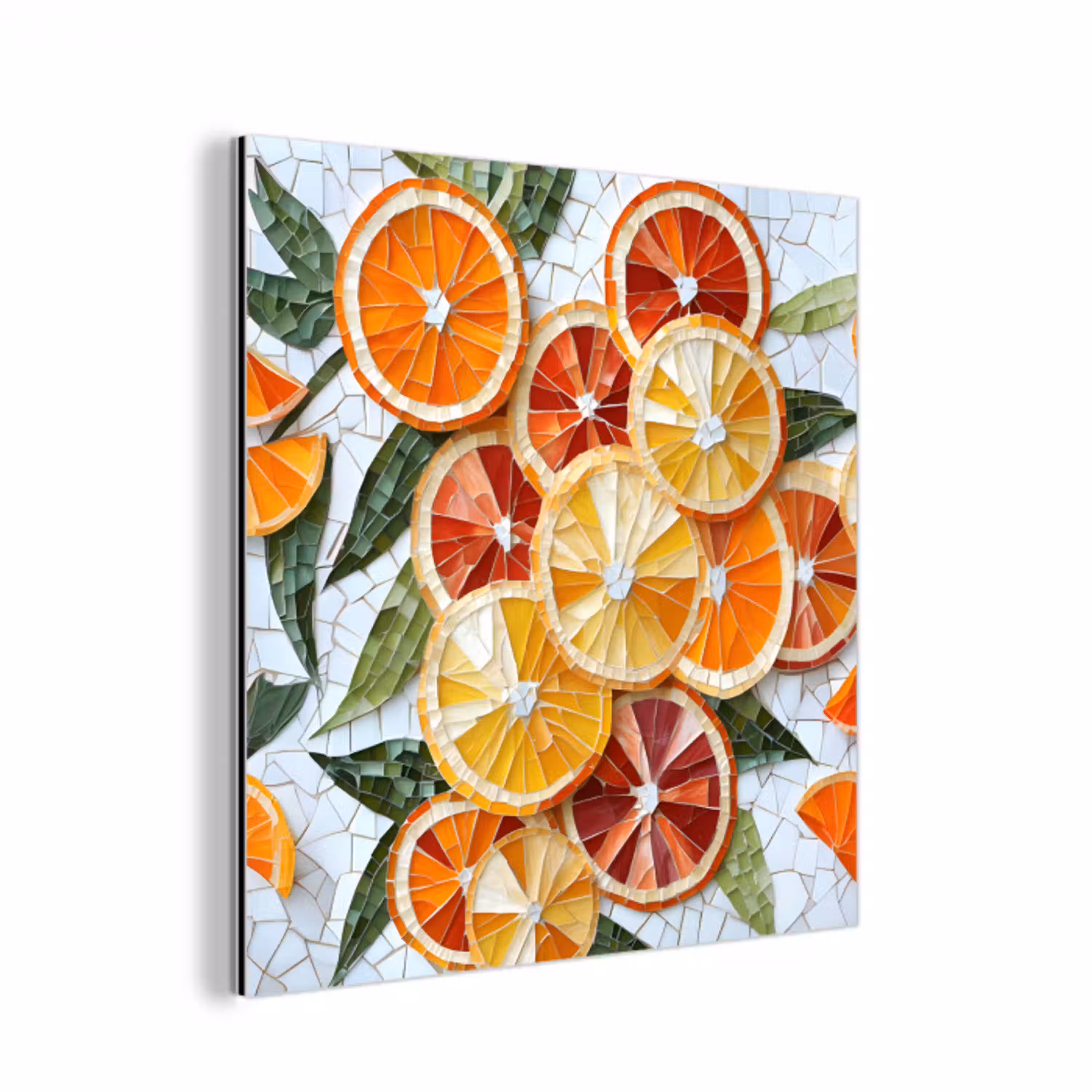 Schijfjes - Fruit - Oranje - Mozaïek aluminium wit klein -3d