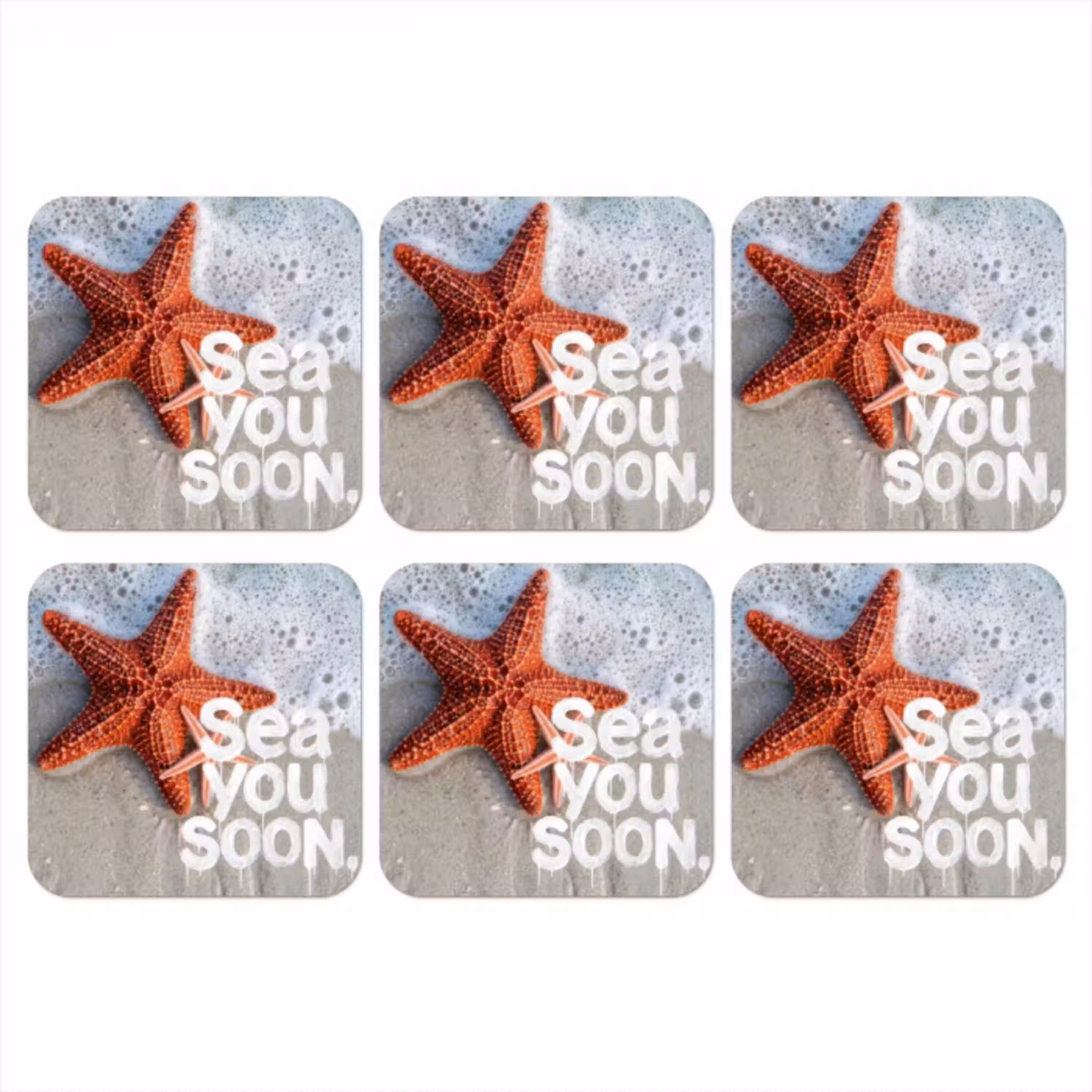 Sea you soon - Zeester - Zee onderzetter kurk middel -3d