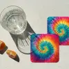 Regenboogkleuren - Tie dye - onderzetter kurk middel -sfeer4