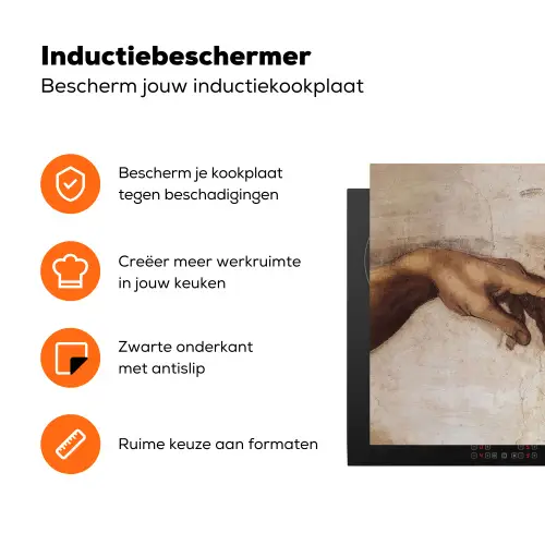 Adam - Michelangelo - Schilderij - Creation of Adam Inductie beschermer vinyl 3mm klein -zzzzzzz-td-ups