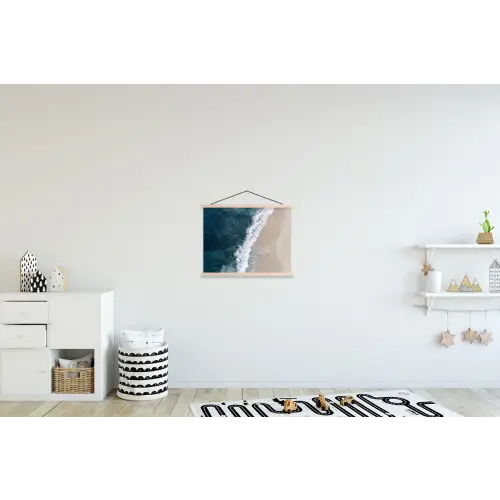 Strand - Zee - Golven textielposter latten blank klein -kinderkamer