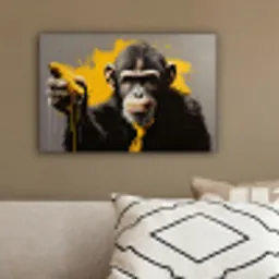 Aap - Chimpansee - Banaan - Geel - Dieren - Stropdas canvas 2cm klein -sfeer3