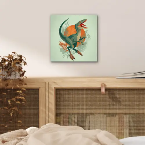 Dino - Bladeren - Grafisch - Groen aluminium wit klein -sfeer3