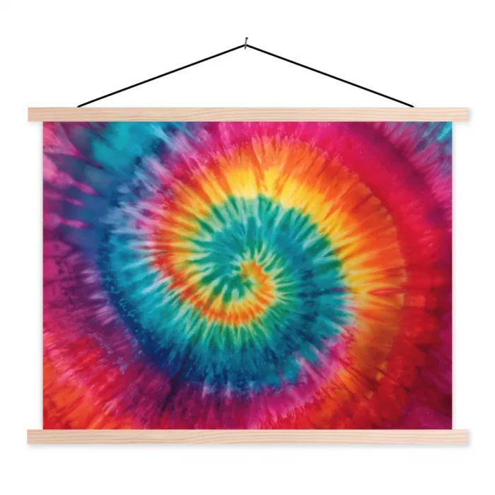 Regenboogkleuren - Tie dye - textielposter latten blank klein -3d