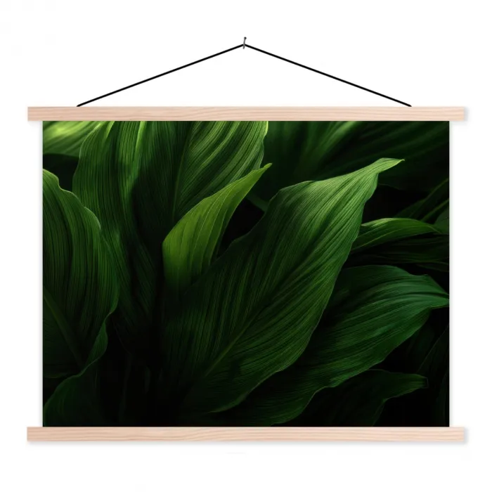 Bladeren - Schaduw - Groen - Textuur textielposter latten blank klein -3d