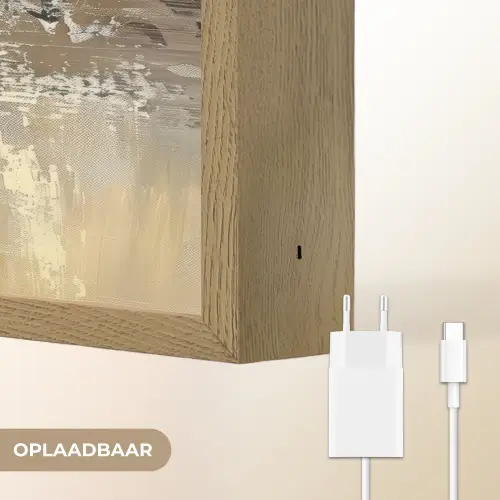 Abstract - Geel - Modern - Beige Light Box met batterij (Wandlamp) middel -USP_websiteoplaadbaarNL