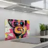 Portret - Vrouw - Abstract - Zonnebril keuken achterwand spatscherm klein -3d_schuin